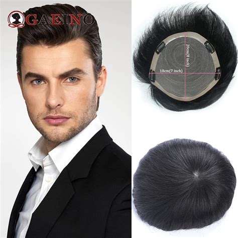 Men Toupee Human Hair Replacement System Hair Toppers Hairpiece Hair Wig Men Hair Denstiy