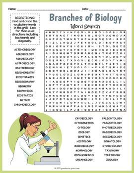 Branches Of Biology Word Search Puzzle Worksheet Activity By Puzzles To