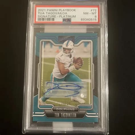 2021 PANINI PLAYBOOK Tua Tagovailoa Platinum 72 Auto 5 25 PSA 8