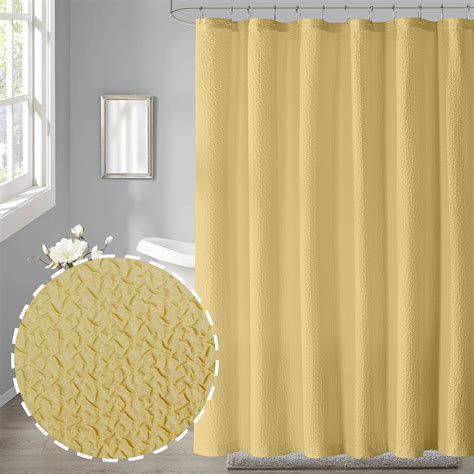 Amazon OVZME Yellow Shower Curtain For Bathroom 3D Embossed