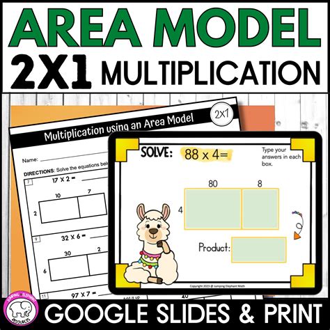 2 Digit By 1 Digit Area Model Multiplication Google Slides And