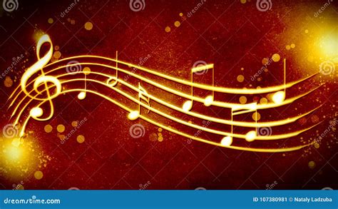 Beautiful Golden Background Music Notation Stock Illustration