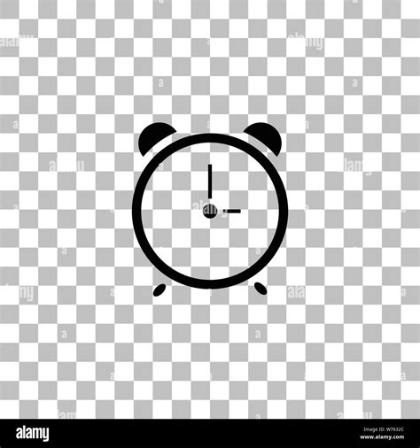 Alarm Uhrzeit Flache Schwarze Symbol Auf Einen Transparenten