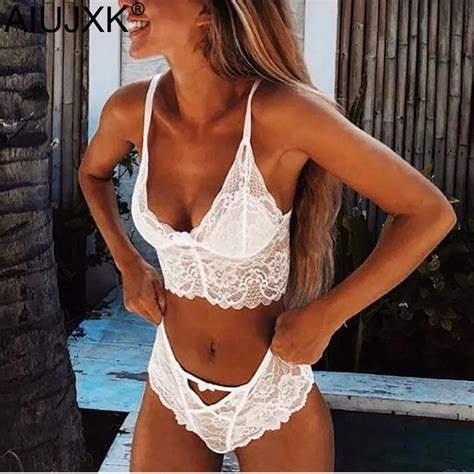 Aiujxk Mulheres Lingerie Suti E Calcinha Conjunto Rendas Empurrar