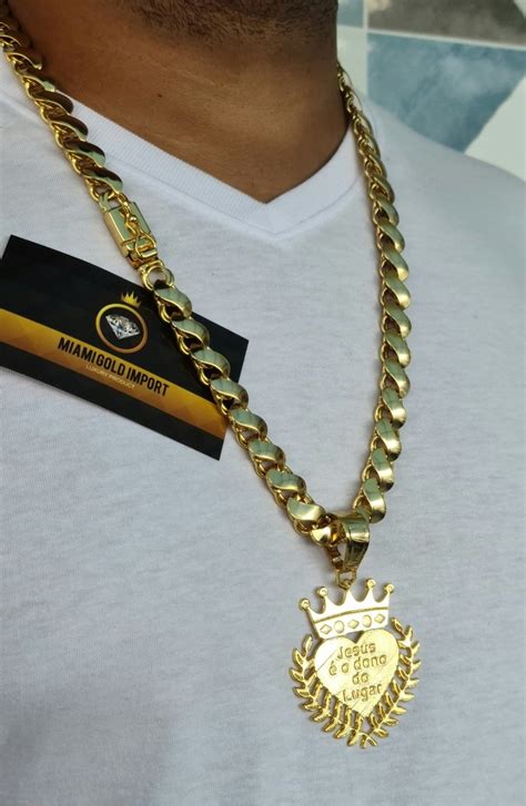 Cordão pulseira Friso S Ping Mc Poze Banhado Ouro 18k Mercado Livre