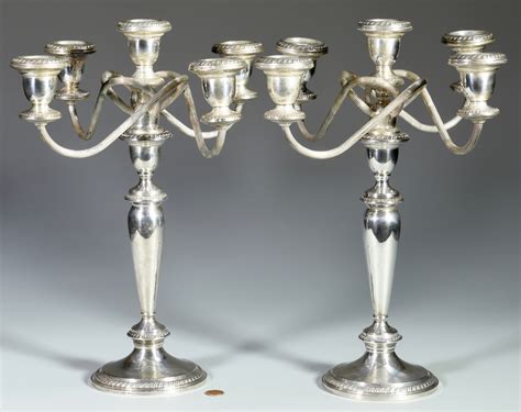 Lot Pair Of Poole Sterling Silver Arm Candelabra