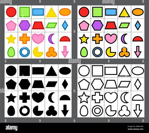 Basic Shape Collection Geometric Flat Simple Symbols Template Vector