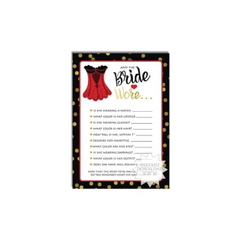 Red And Black Corset And The Bride Wore Bridal Shower Game Lingerie