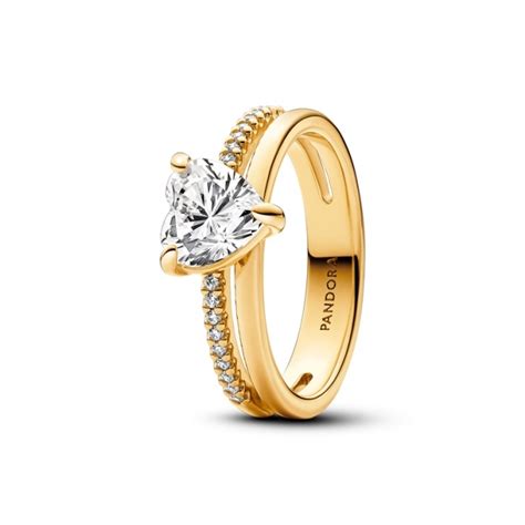 Pandora 14k Gold Plated Double Band Heart Ring Pandora Jewellery From