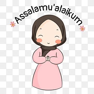 Assalamu Alaikum Png Image Cute Hand Drawn Chocolate Hijab Girl With