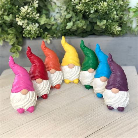 Rainbow Gnomes Set Of 7 Tiered Tray Gnomes Etsy