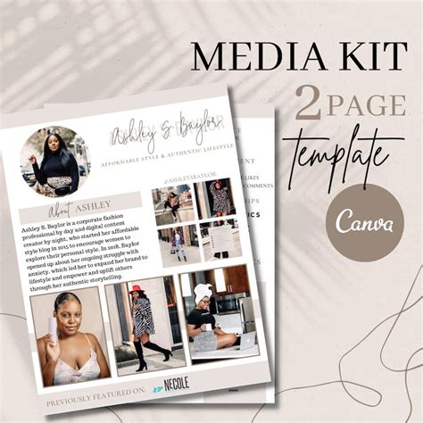 Media Kit Template Canva Press Kit Influencer Media Kit Media Press Kit Canva Template Etsy