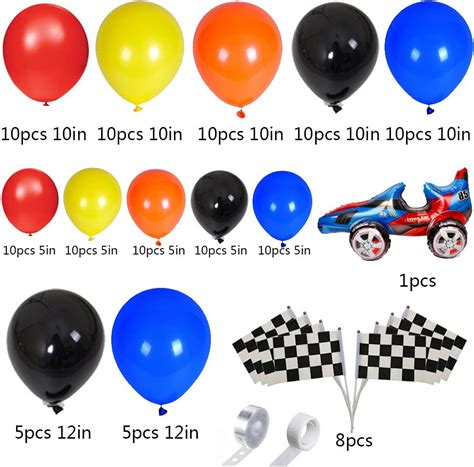 Pcs Racing Car Balloons Arch Garland Kit Decorations Race Car Foil