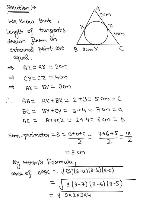 A Circle Is Inscribed In Triangle ABC As Shown Below Find The Area Of