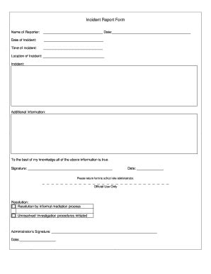 Fillable Online Incident Report Form Dixieschool Fax Email Print