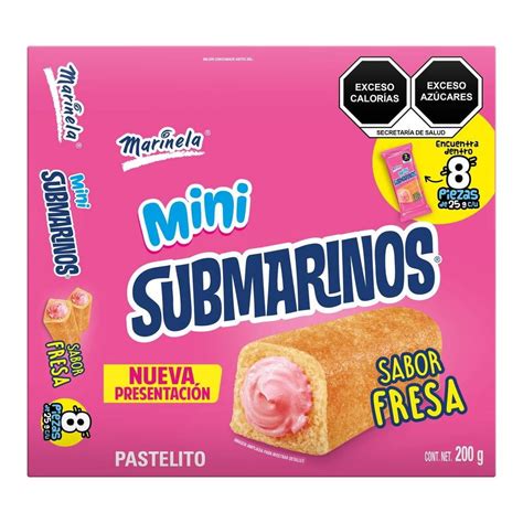 Caja De Mini Submarinos Marinela Sabor Fresa Con Pzas De G C U