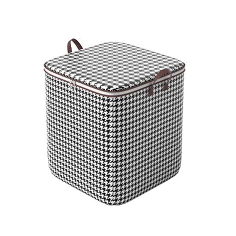 Caitzr Fabric Storage Boxes With Lids Houndstooth Clothes Quilt Bins