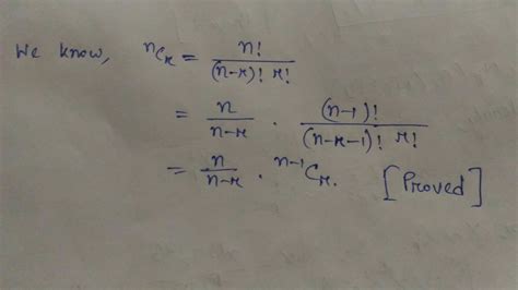 Solved Prove That By The Above Deﬁnition N Choose R N