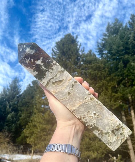 Lb Moss Agate Obelisk Pillar Tower Point Wand Column Generator