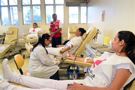 Volunt Rios Doam Sangue Em Campanha Da Cruz Vermelha