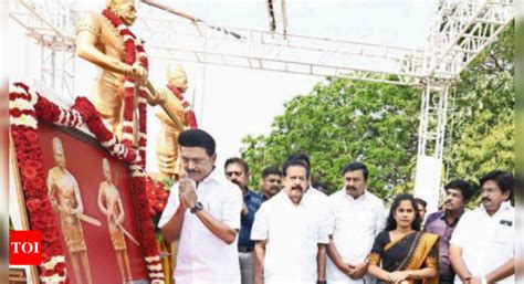 Tamil Nadu Cm Mk Stalin Unveils Statues Of Freedom Fighters At Gandhi