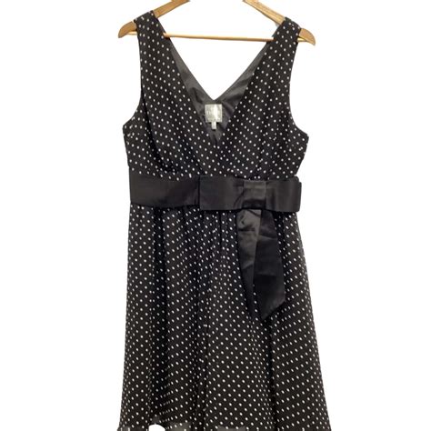 Karen Walker Womens Size 14 Cocktail Dress Black Polka Dot White