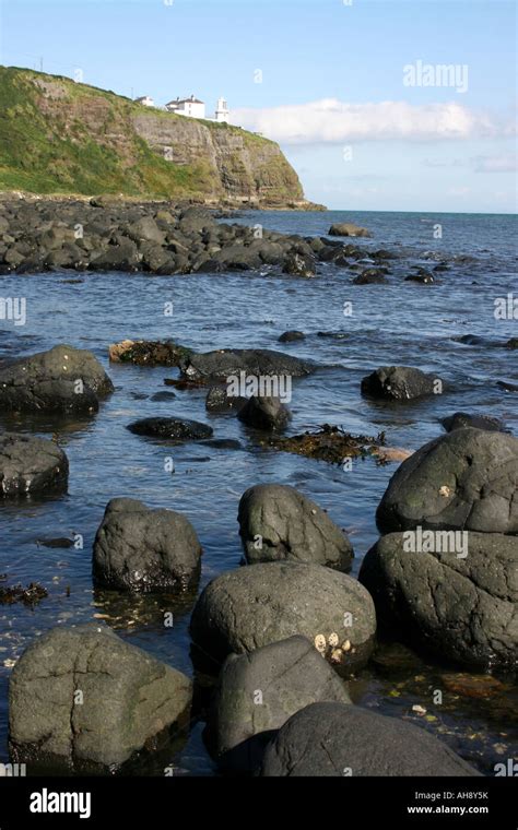 Blackhead Lighthouse On Clifftop Near Town Of Whitehead County Antrim