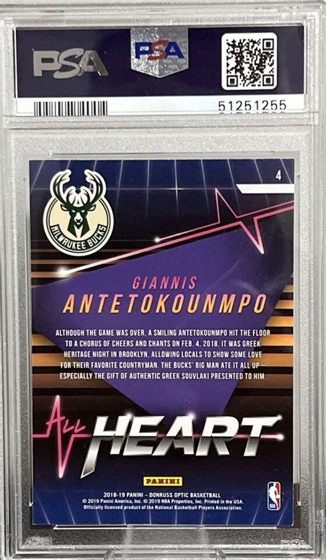 Panini Donruss Optic Giannis Antetokounmpo All Heart Psa