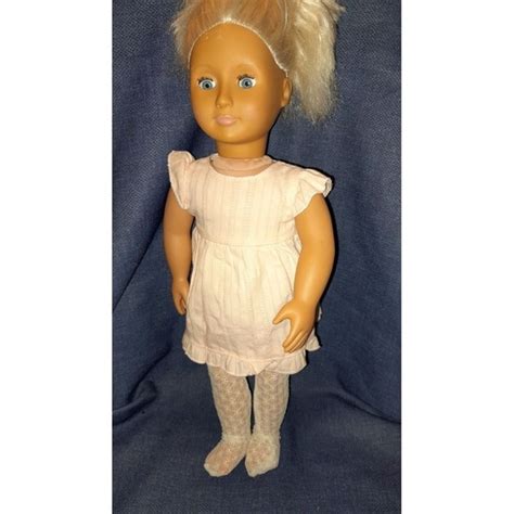 Toys Our Generation Doll 18 Platinum Blonde Hair Blue Eyes Pink Dress