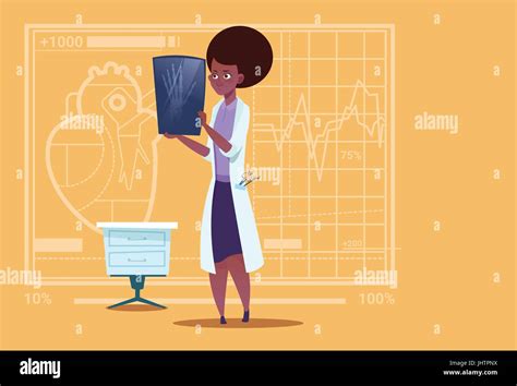 Lady Doctor Examining X Ray Stock Vector Images Alamy