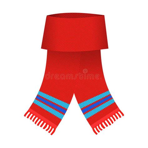 Red Knitted Scarf Isolated On White Background Stock Vector