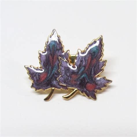 Vintage Leaf Pin With Gold Tone And Enamel By Robotshopandmore