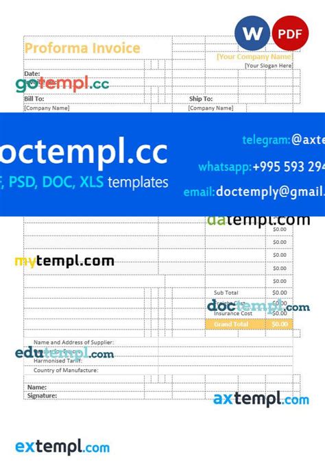 Proforma Invoice Template In Word And Pdf Format