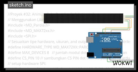 Proyek Animasi Teks Berjalan Led Dot Matriks Wokwi Esp Stm