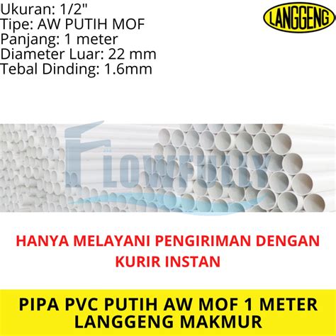 Jual Pipa Air Pvc Putih Aw Inch Mm Ecer Meter Paralon Langgeng