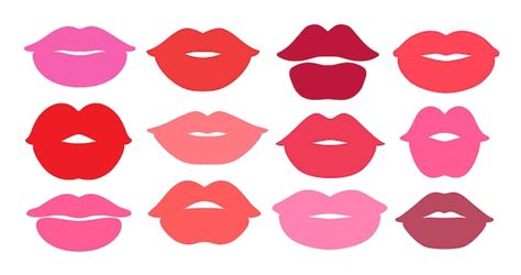 Conjunto De Ilustraciones Vectoriales De Labios Rosados Y Rojos