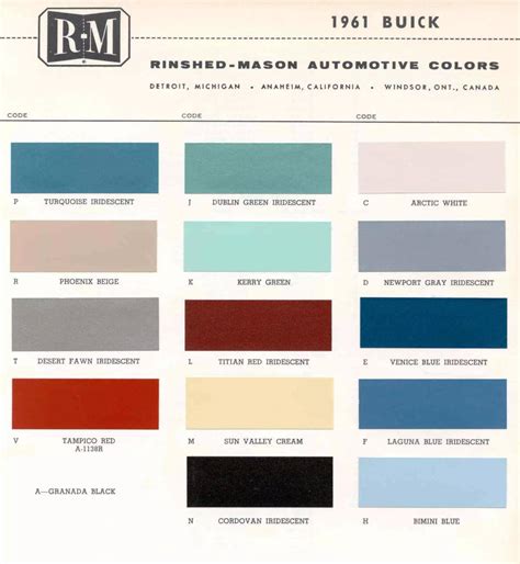 Buick Paint Codes And Color Charts