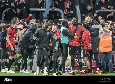 Rwdm S Players Celebrate During A Soccer Match Between KAS Eupen And