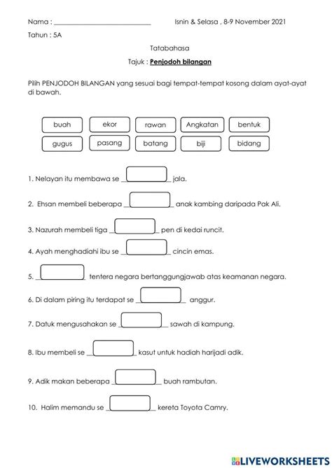 Penjodoh Bilangan Interactive And Downloadable Worksheet You Can Do