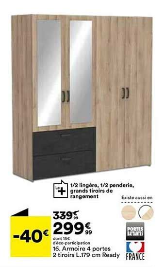 Promo Armoire 4 Portes 2 Tiroirs L 179 Cm Ready Chez BUT ICatalogue Fr