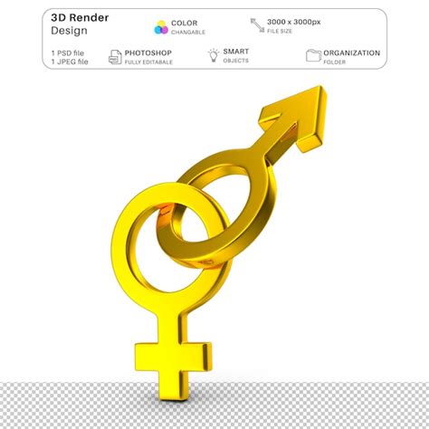 Premium PSD Gender Icon Male And Female Gold 3D Modeling PSD File