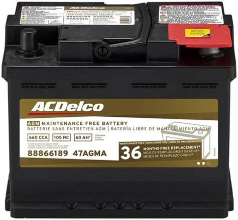 Acdelco Agm Top Post Battery Group Size 47 47agma Oreilly Auto Part