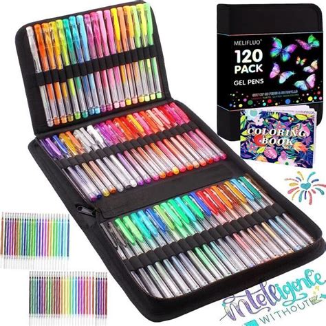 Melifluo Lot de 120 Stylos Gel Pailletés 60 Stylos Gel Couleur avec 60