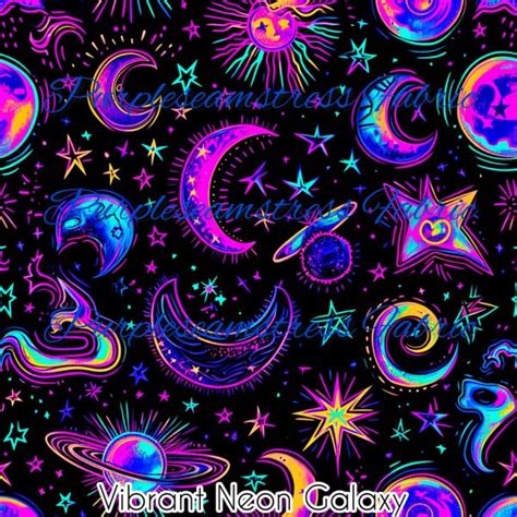 Vibrant Neon Galaxy Cotton Lycra Purpleseamstress Fabric