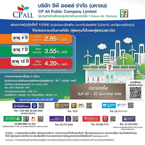 ‘ซีพี ออลล์ Cp All ประกาศอัตราดอกเบี้ยหุ้นกู้ออกใหม่ 3 รุ่น ระหว่าง 295 420 ต่อปี พร้อม