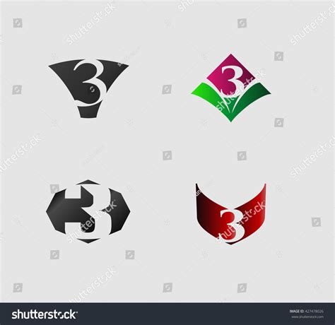 Number Three 3 Logo Vector Set Stock Vector Royalty Free 427478026