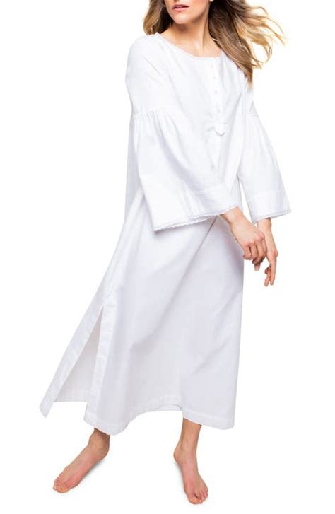 Petite Plume Seraphine Cotton Flannel Nightgown White Editorialist