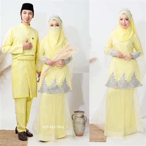 Baju Nikah Kahwin Tunang Kurung Moden Lace Baju Melayu Cekak Musang