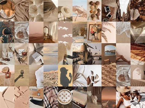 Bougee Beige Aesthetic Wall Collage Kit Pcs Printable Creamy Beige