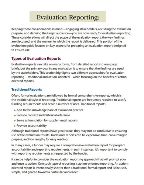 Evaluation Summary Report Template